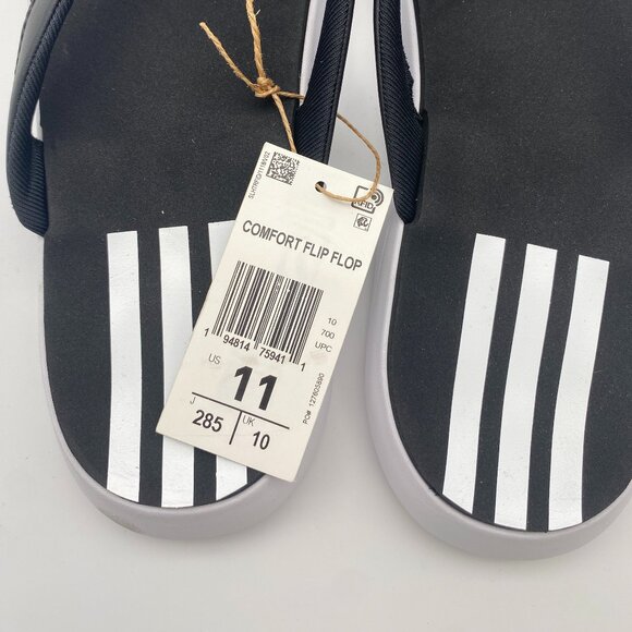 ADIDAS COMFORT FLIP FLOP BLACK/WHITE US MEN\'S SIZE 11
